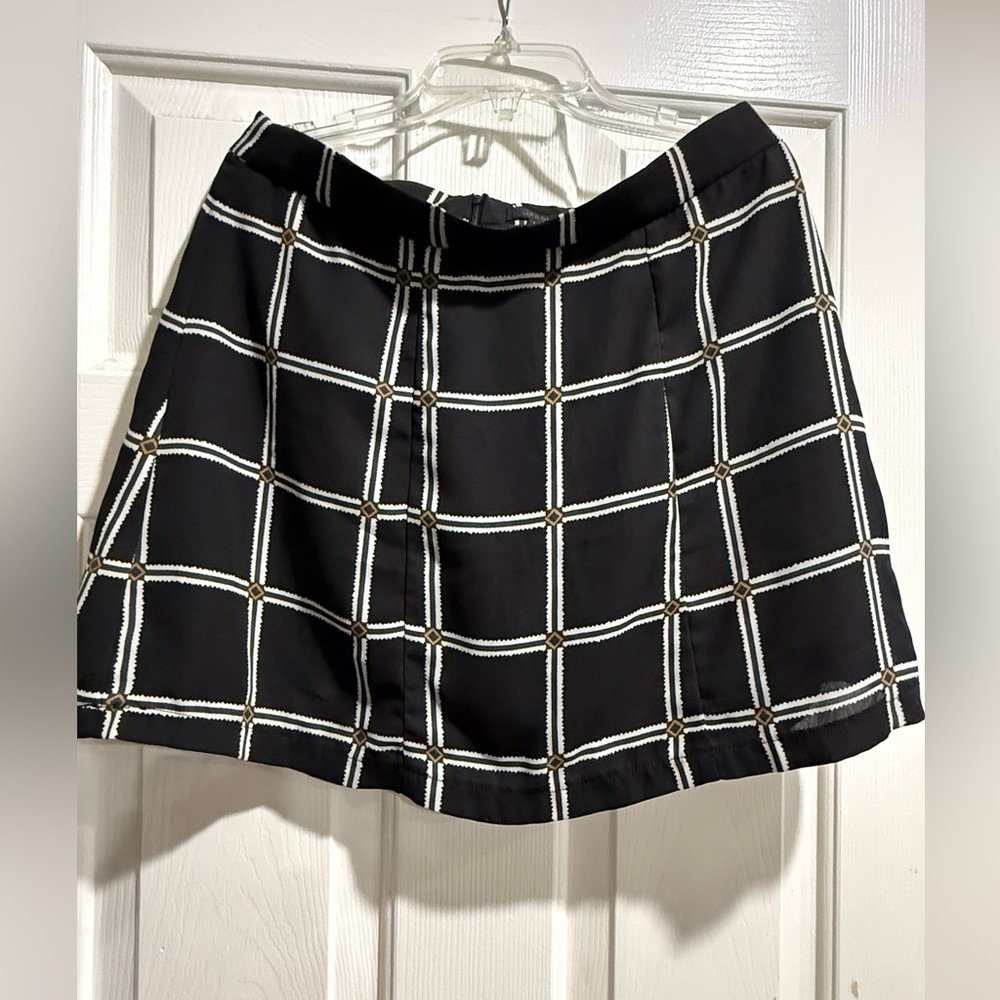 Ontwelfth Black White Plaid A-Line Mini Skirt High Waist Preppy Chic Size L